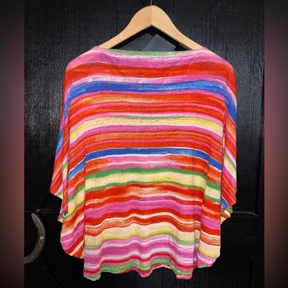 Ralph Lauren 100% Linen Women’s Oversized Colorful Striped Slouchy Blouse Sz M - Picture 3 of 8